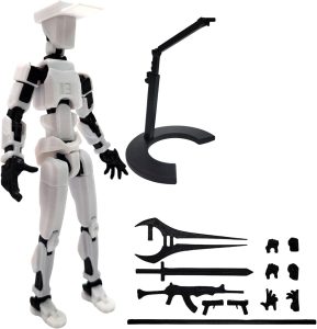 Action Figure Dummy13 montado com suporte, impresso em 3D, boneco de ação montado, robô totalmente articulado, boneco de ação Easy 13, acessórios incluídos, animação em stop motion, presente