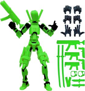 (Assembly Completed) 3D Printed T13 Action Figure, Dummy 13 Collectible Action Figure Articulated, for Collectors Desktop Decorations,muñeco de acción (Green black)