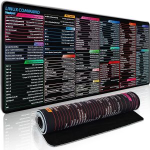 Mouse pads Linux Commands Line Sheet para mesa, grande Linux Basics Shortcut XL, tapete de mesa de computador de escritório de 80 x 30 cm, teclado antiderrapante à prova d'água com atalhos, acessórios