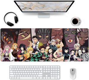 Mouse pad para Demon Anime Slayer - Base de borracha antiderrapante para jogos grande mousepad para computador | Kaimetsu No Yaiba 11,7 x 80 cm Home Office Tapete de mouse longo