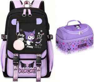 Roffatide Anime Kurom Print Business Casual Laptop Ombros Mochila Viagem Caminhada Mochila Diária 17 Polegadas