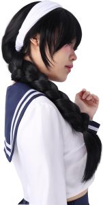 DAZCOS Peruca Riko Cosplay com faixa de cabeça Anime JJK acessórios para fantasia para Halloween (azul preto A)