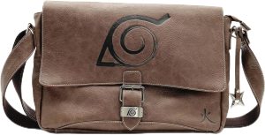 ABYSTYLE Bolsa de ombro Naruto Shippuden Konoha Village, 38 x 5 x 30 cm, anime, mangá, acessórios, mercadoria, presente, Marrom