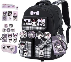Roffatide Mochila de anime, bolsa de presente do semestre com pinos fofos, mochila antifurto para laptop, viagem, caminhada, mochila