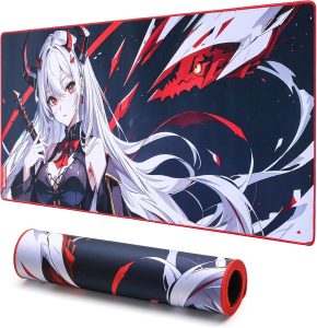 Redragon Tapete de mouse para jogos de anime EISA P047L - superfície lisa de lycra, base de borracha antiderrapante, resistente a derramamentos, design durável de 5 mm de espessura, 89 x 40 cm, preto
