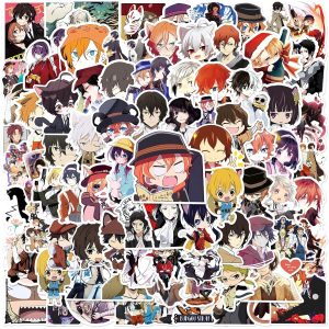 Adesivos de anime japonês Bungo Stray Dogs 100 peças, adesivos populares clássicos de anime à prova d'água, decalques de vinil para para-choque, carros, computador, scrapbook, guitarra, bagagem, skate, bonitos, presentes estéticos de mangá, para fãs de desenho animado (Bungo Stray Dogs)