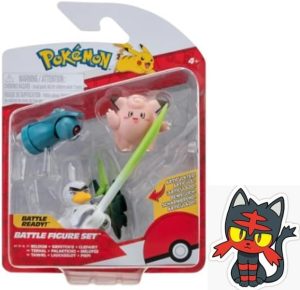 Pokemon Clip n Go Battle Feature Figure Set Multi-Pack Action Ready Pack Plus Bonus Sticker (Beldum Sirfetch'd and Clefairy)