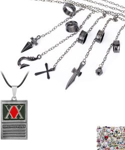 H.Unter Colar Kurap.ka Cosplay Cinco Dedos Anéis Caçador Pulseira Corrente Anime Pulseira Acessórios Anime Adesivo 12 peças, PVC, Sem Pedra Preciosa
