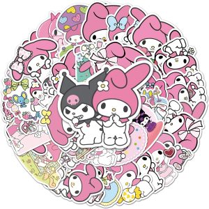 50 adesivos Sanrio Mymelody para crianças, decalque de vinil à prova d'água com desenho animado de anime fofo para notebook de meninas adolescentes, garrafa de água, skate, guitarra, estojo de viagem,