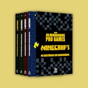 coleção box de livros alamnaque pro games minecraft histórias em quadrinhos hq